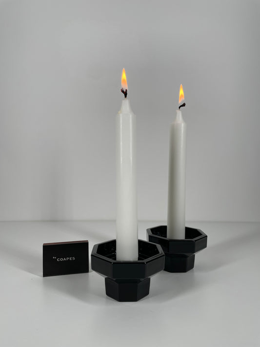 Pair of Vintage Arcoroc Black Glass Holders