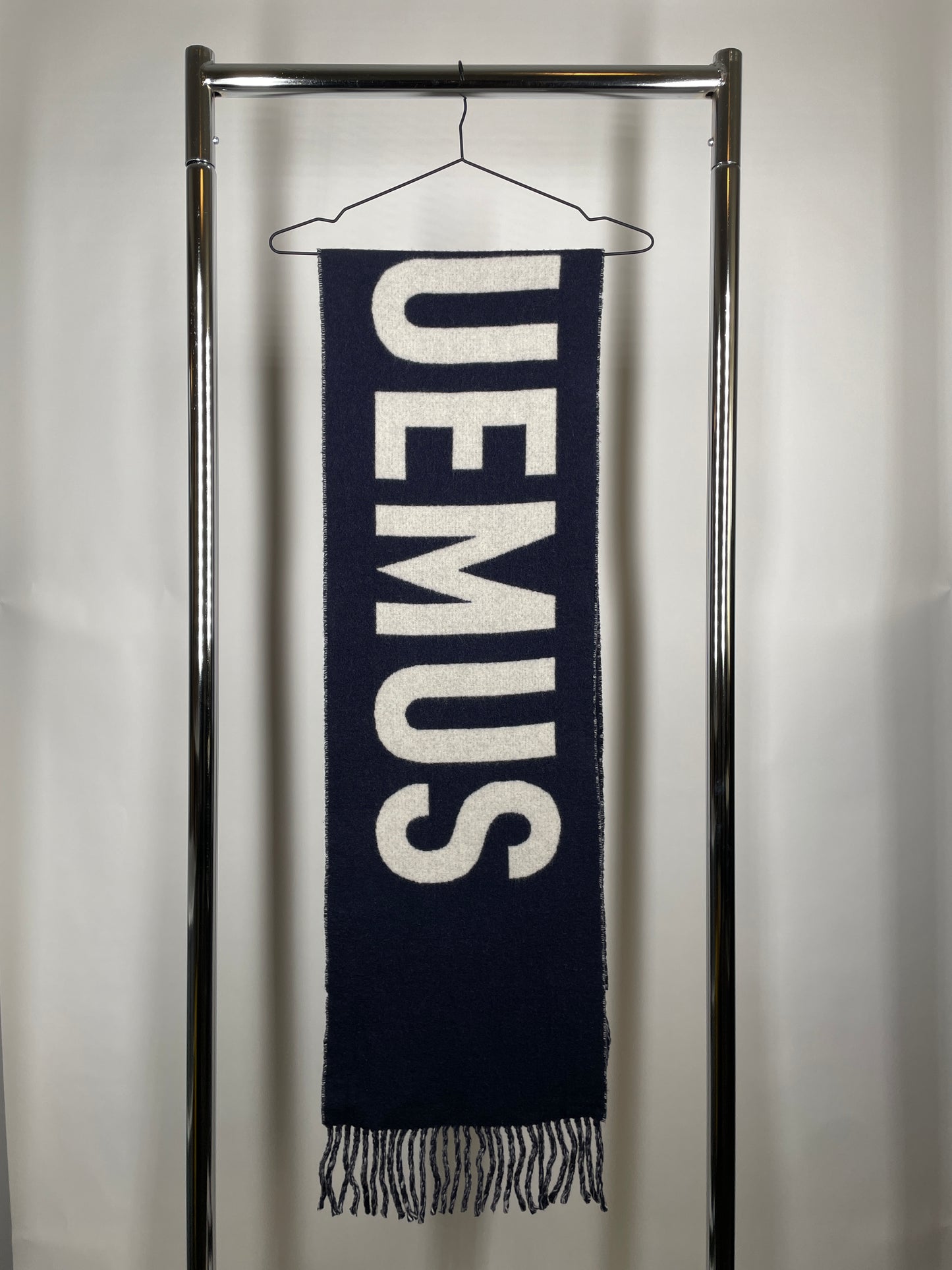 Jacquemus Virgin Wool Logo Scarf — Navy & White