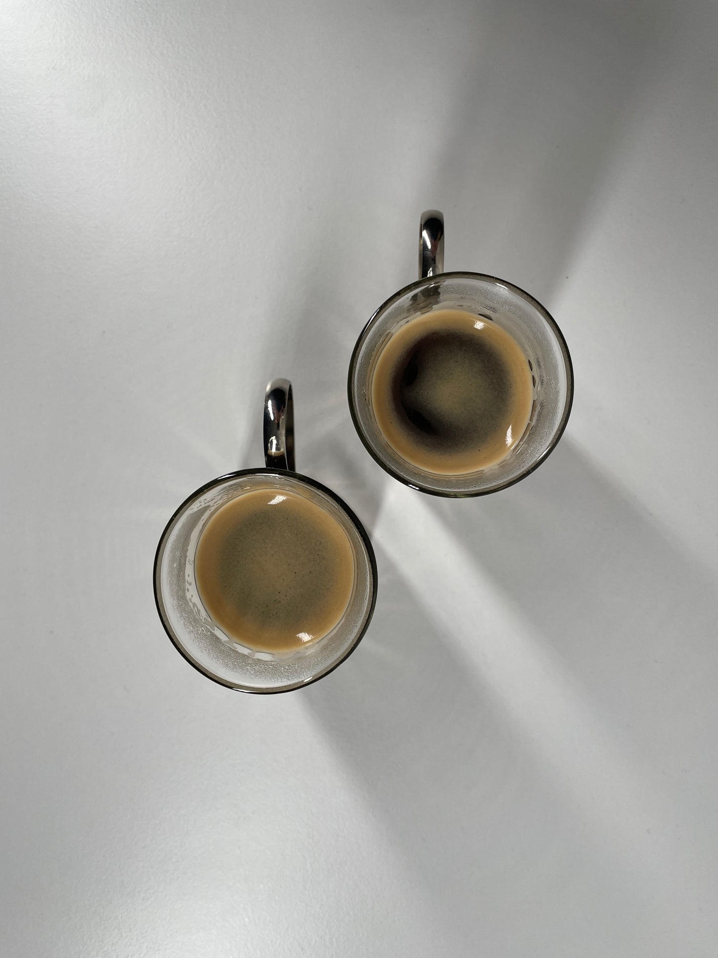 Pair of Vintage Glass & Metal Espresso Cups