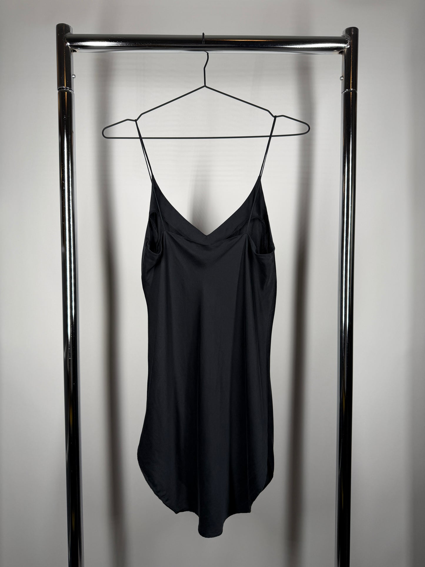 Black 100% Silk Bias-Cut Slip Dress