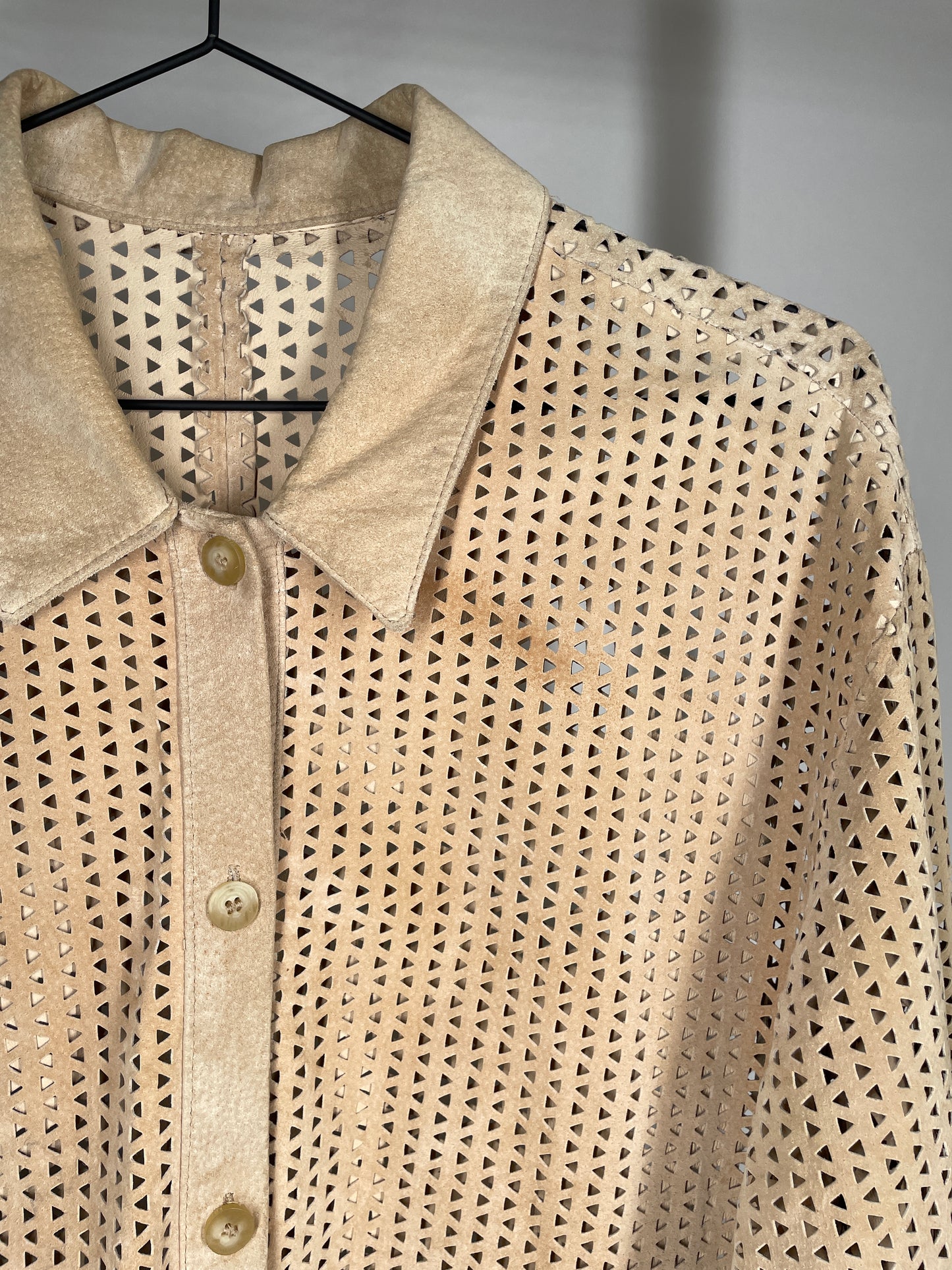 Vintage Suede Leather Punching Shirt