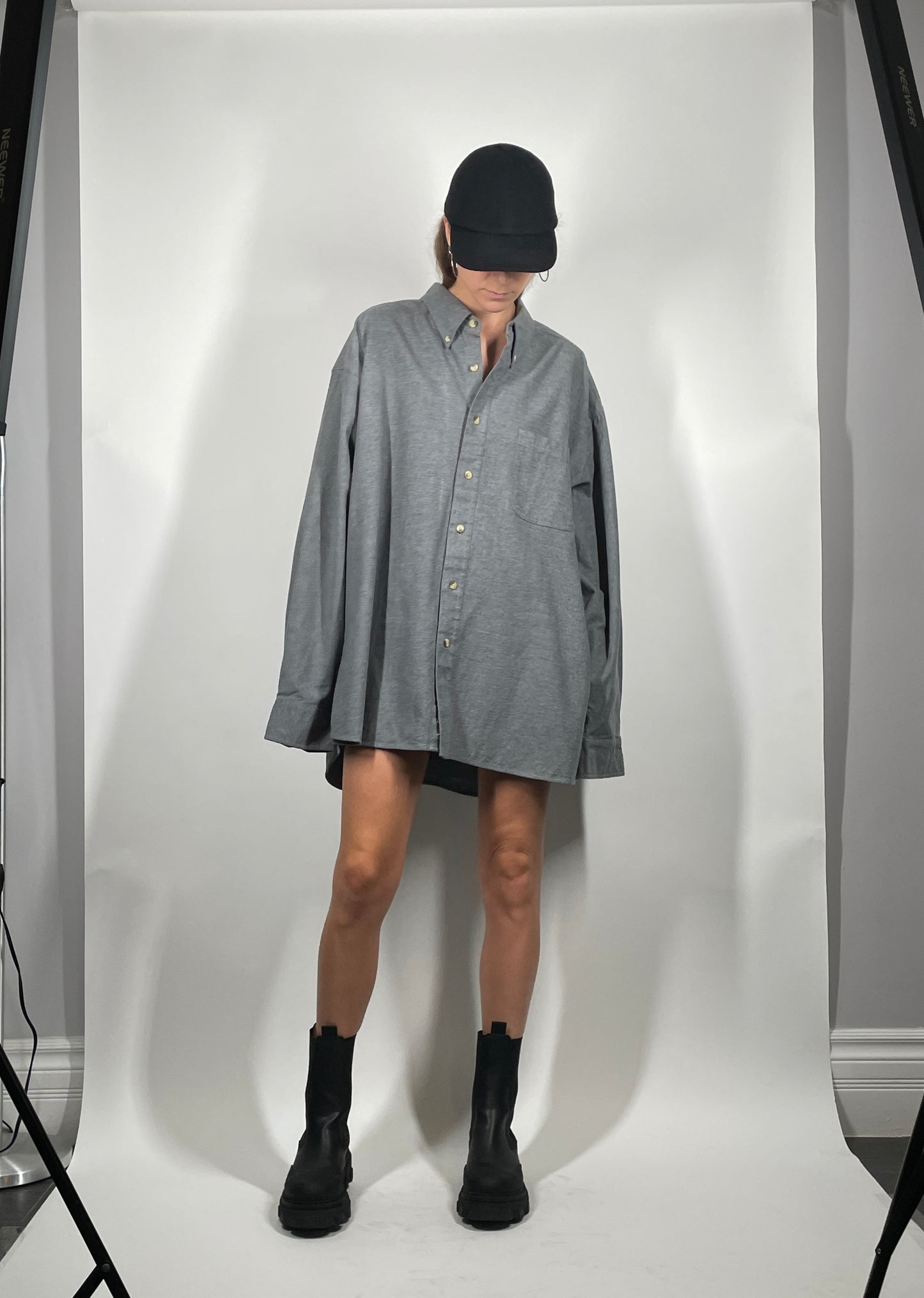 Light Grey Brushed Cotton Button Up