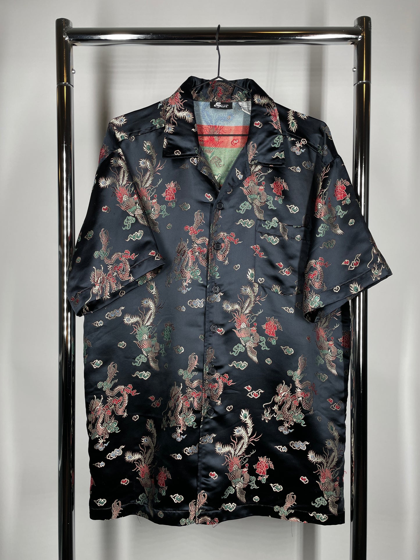 Y2K Black Dragon Button Down