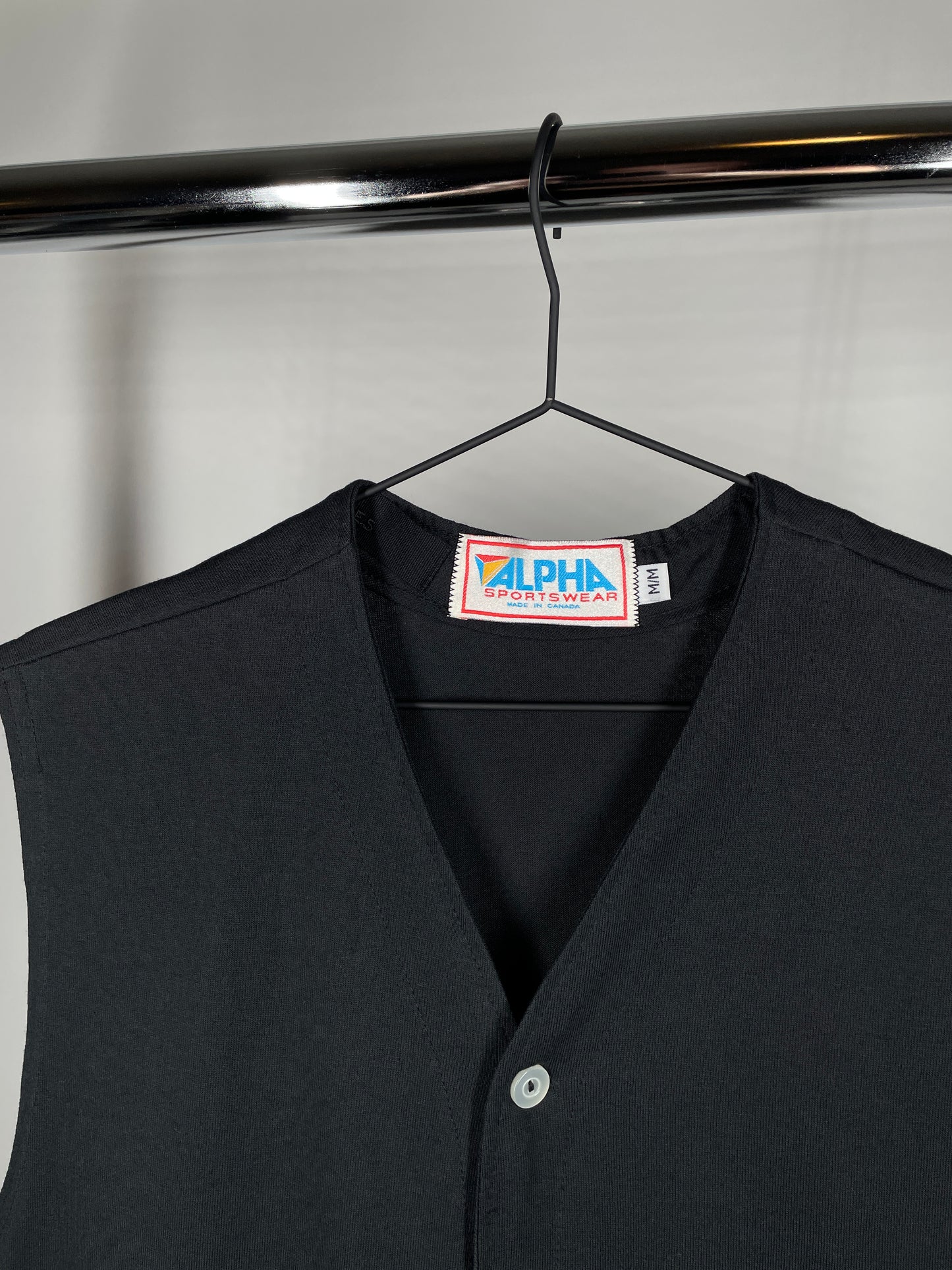 Black Baseball Cut Off Cotton Button Up