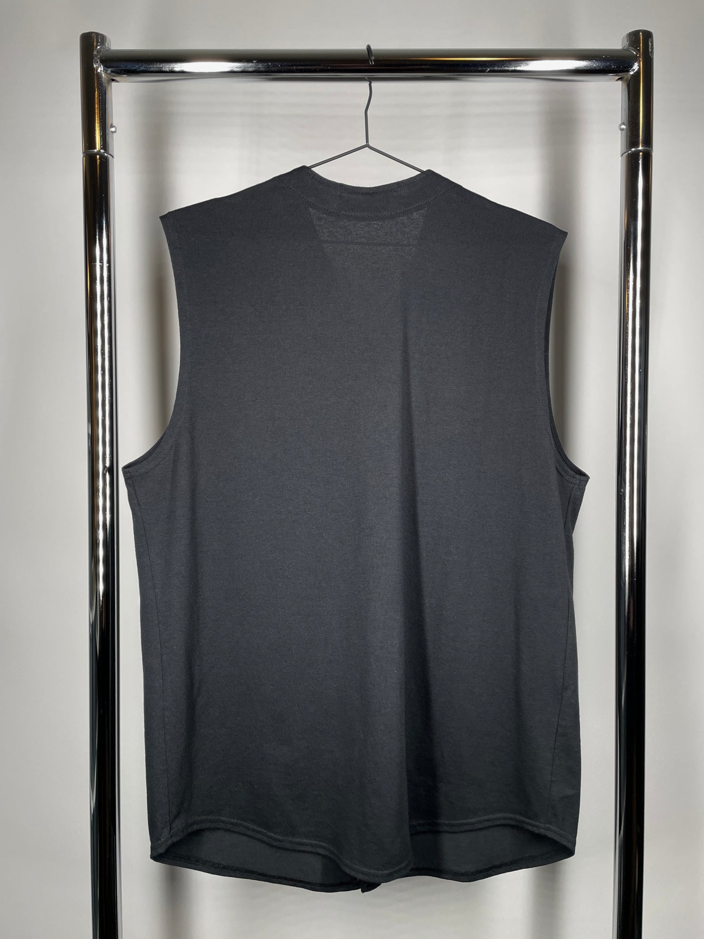 Black Baseball Cut Off Cotton Button Up