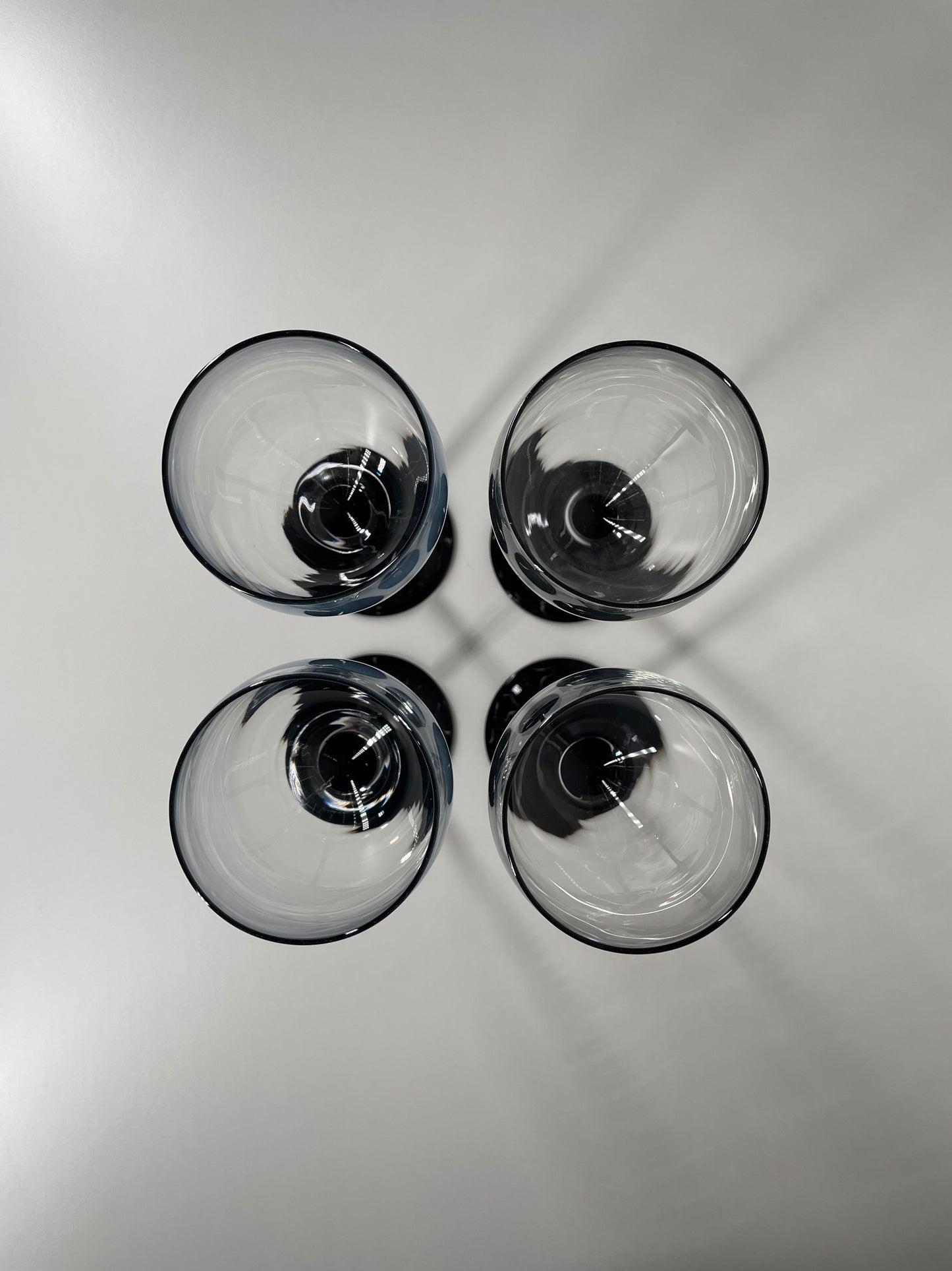 Vintage Luminarc France Black Tulip Base Wine Glasses (Set of 4)