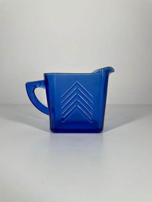 Vintage Cobalt Blue Chevron Pitcher