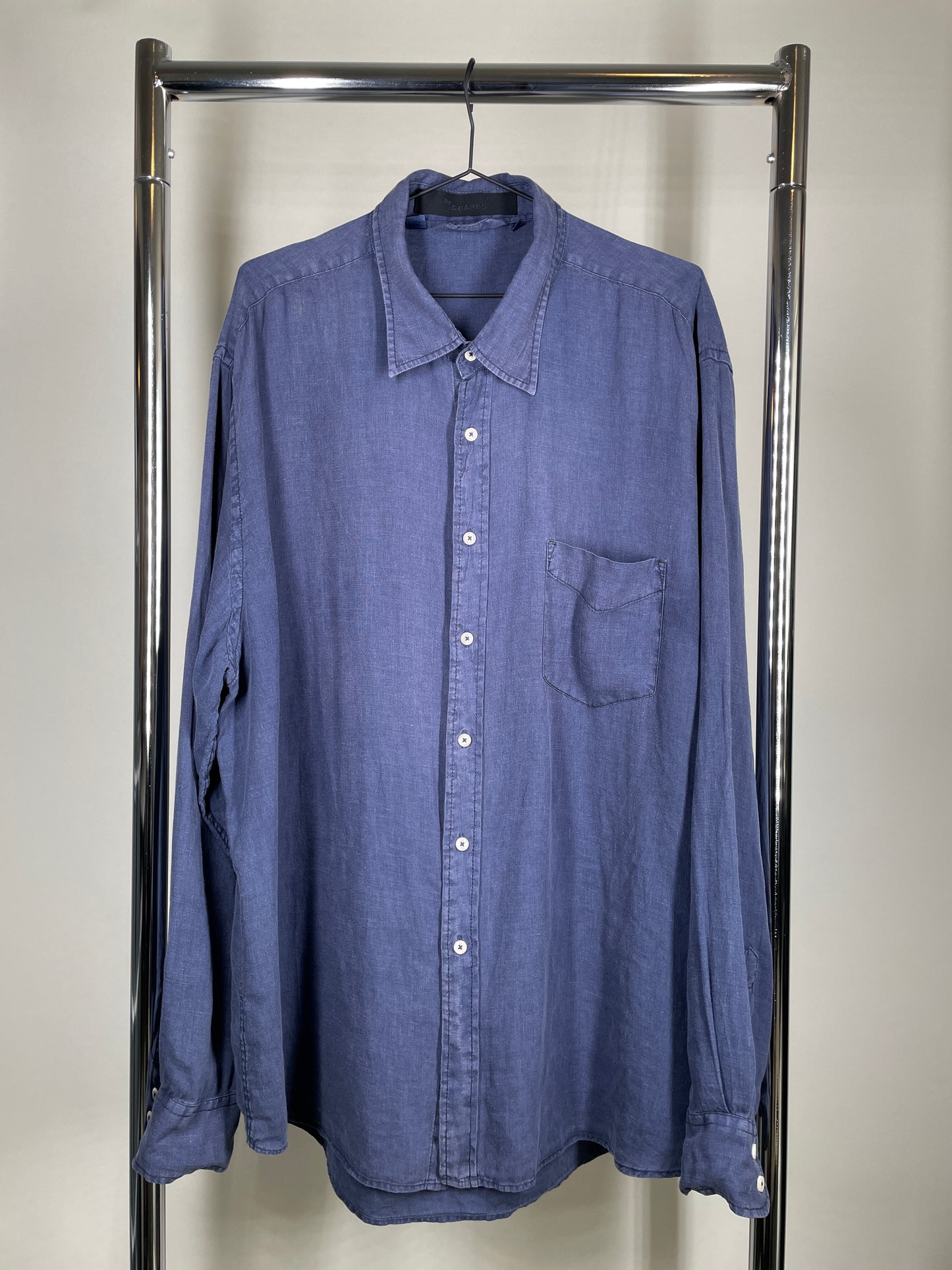 Washed Blue Linen Button Down