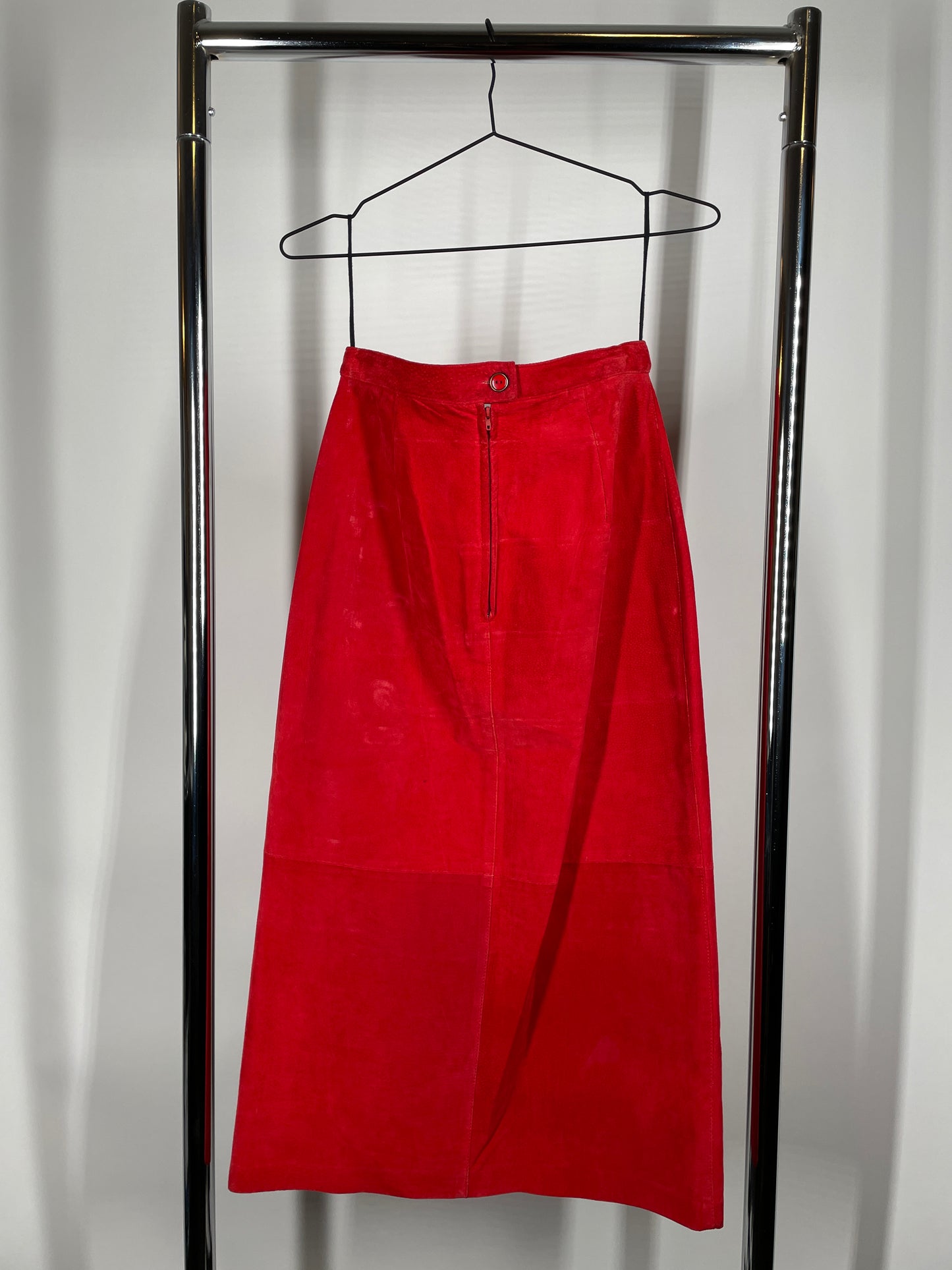 Red Suede Pencil Skirt