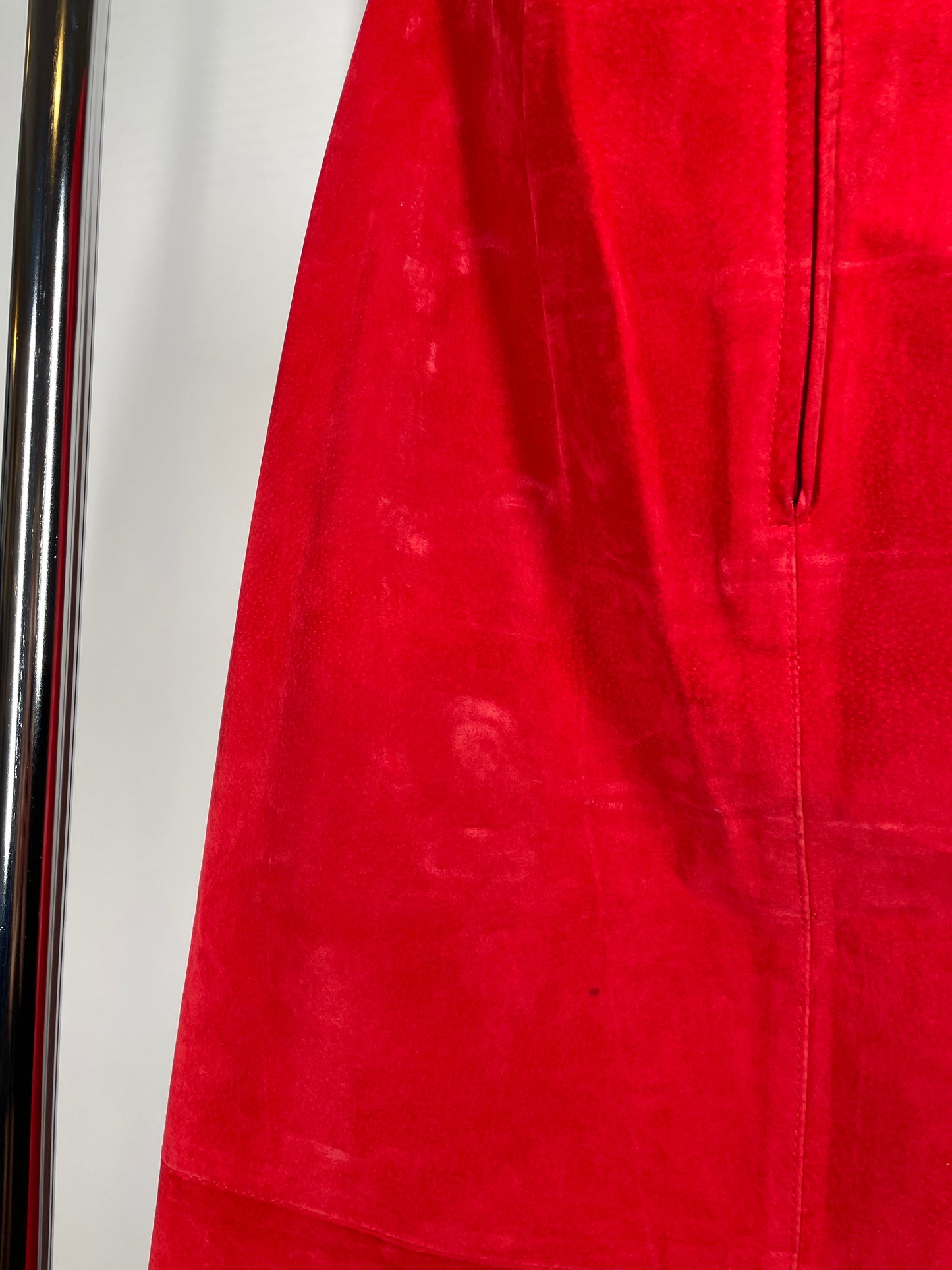 Red Suede Pencil Skirt