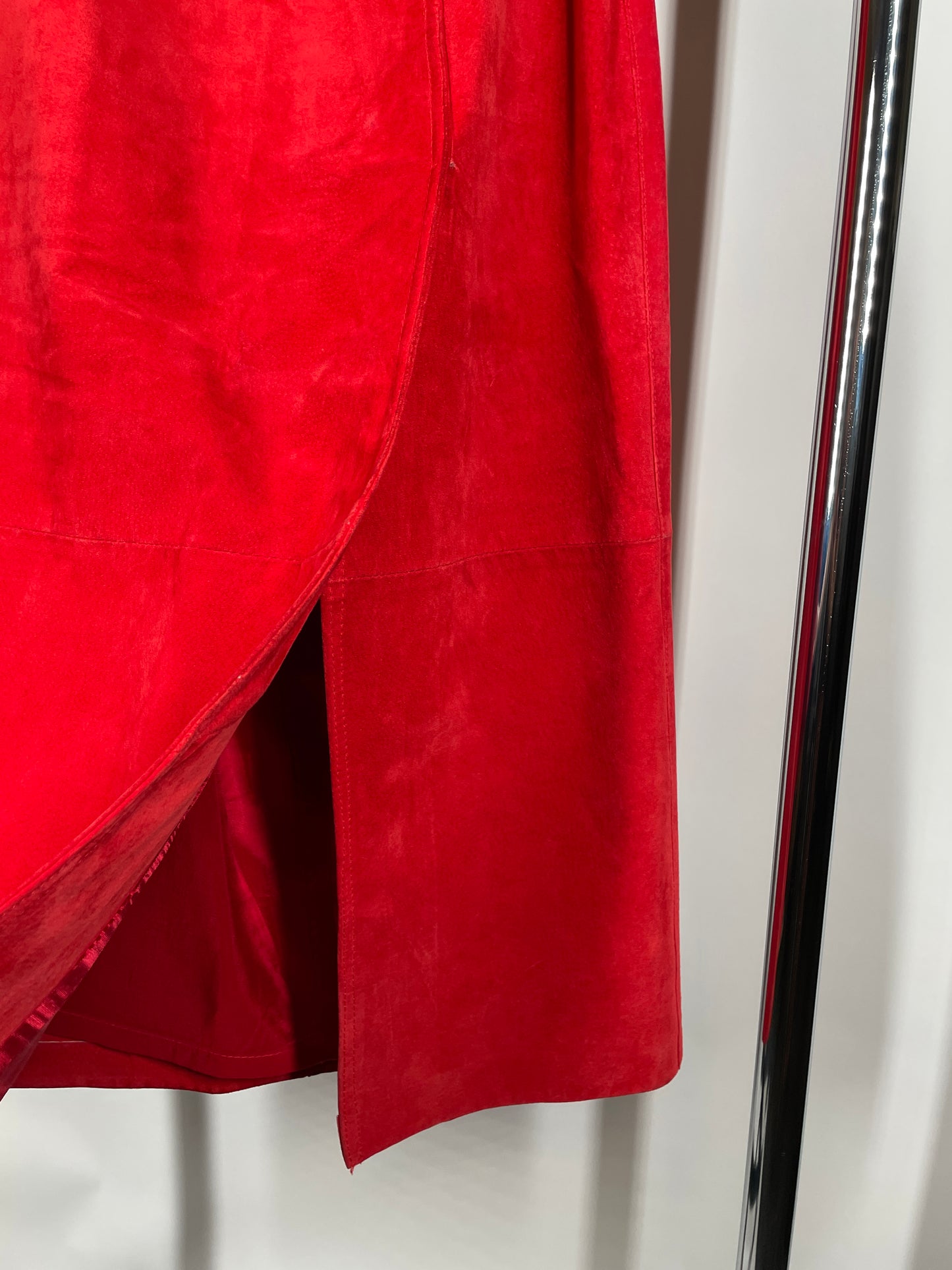 Red Suede Pencil Skirt