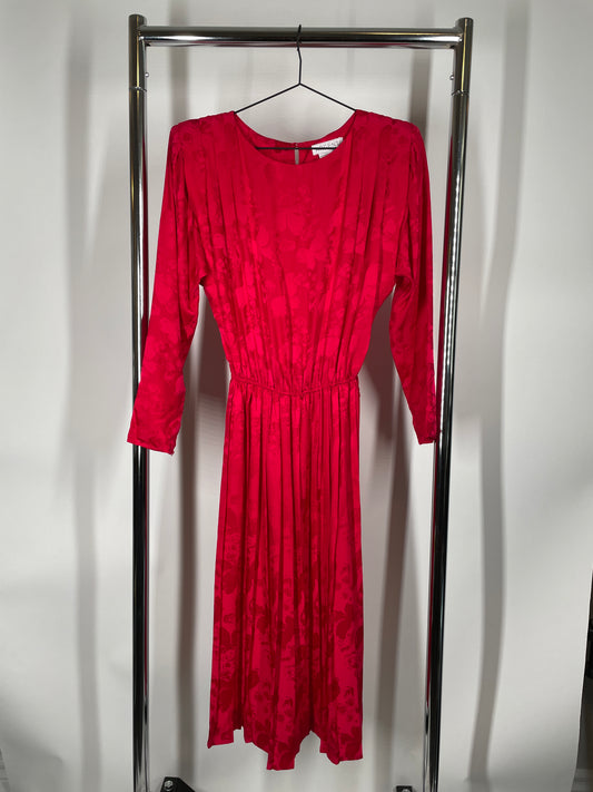 Red Patterned Silk Dress