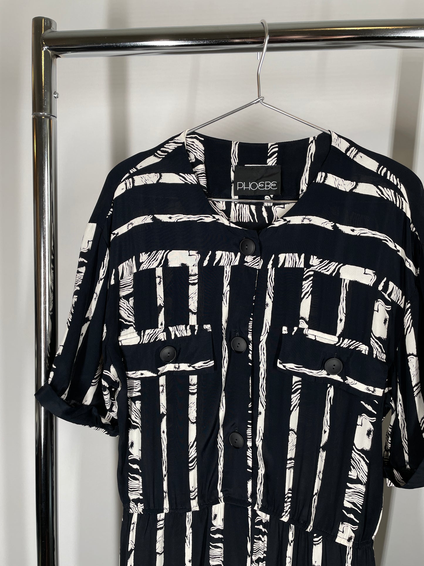Print Button Front Dress