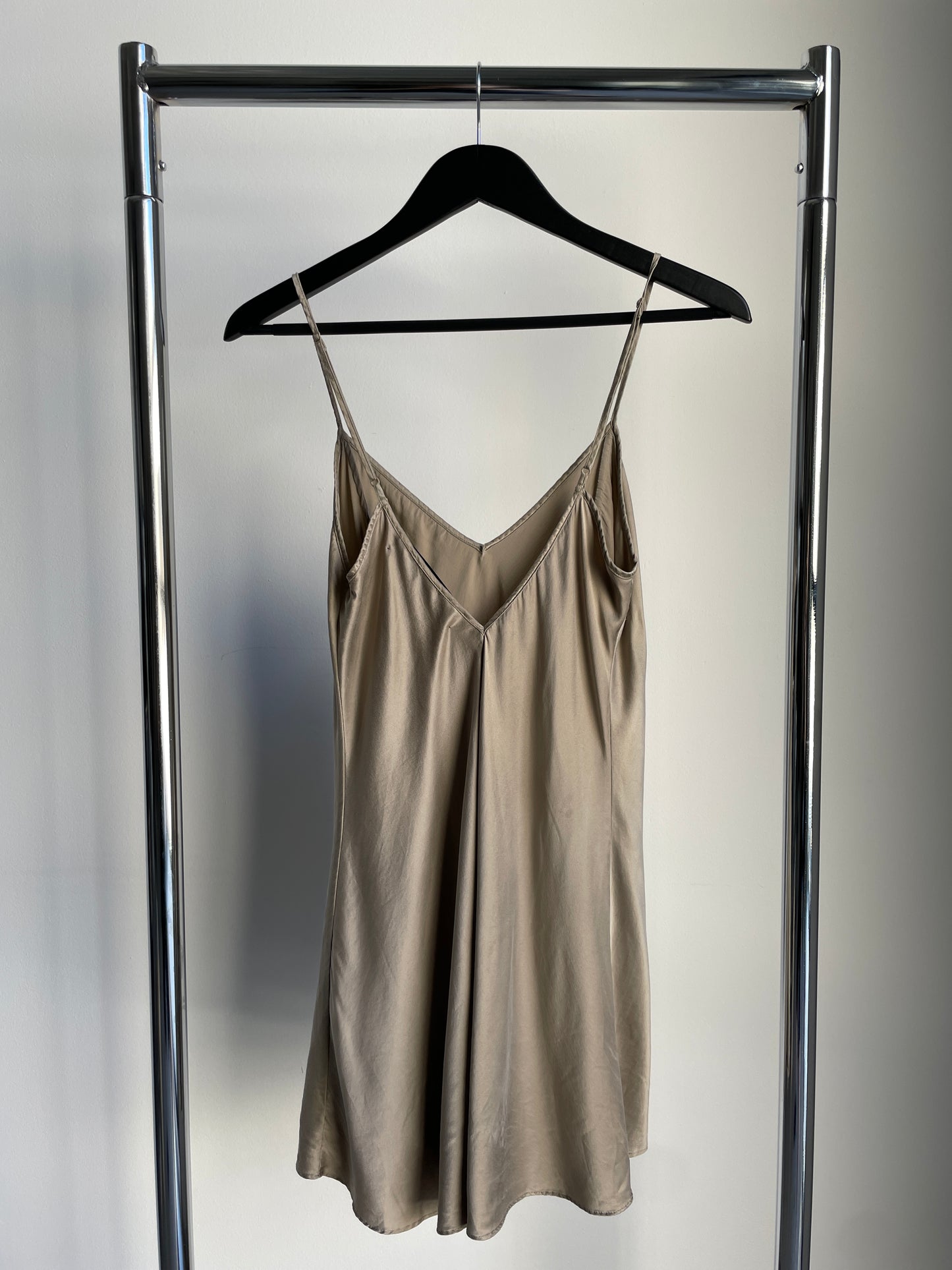 Grey Silk Slip Dress