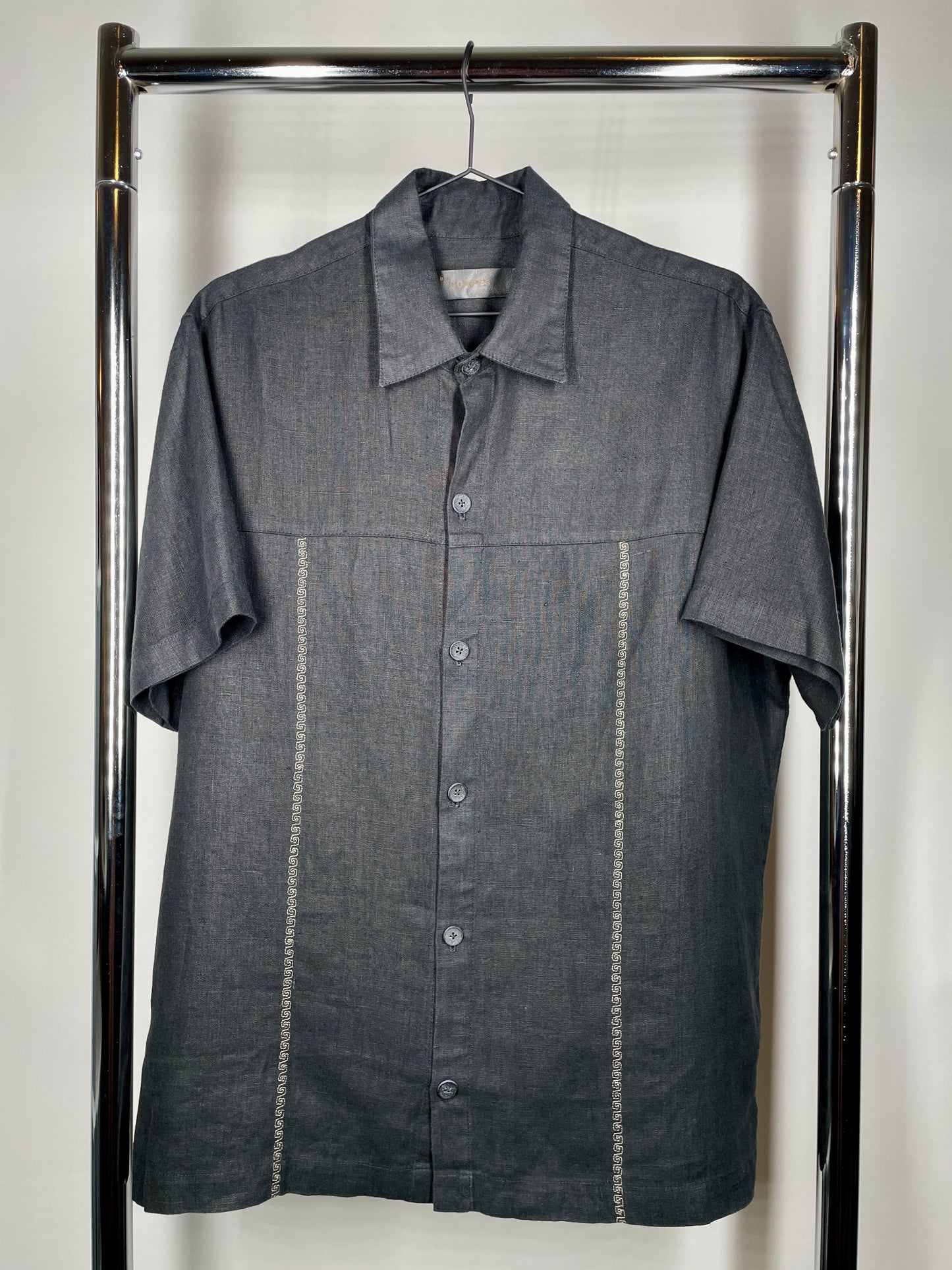 Black Linen Beach Button Up