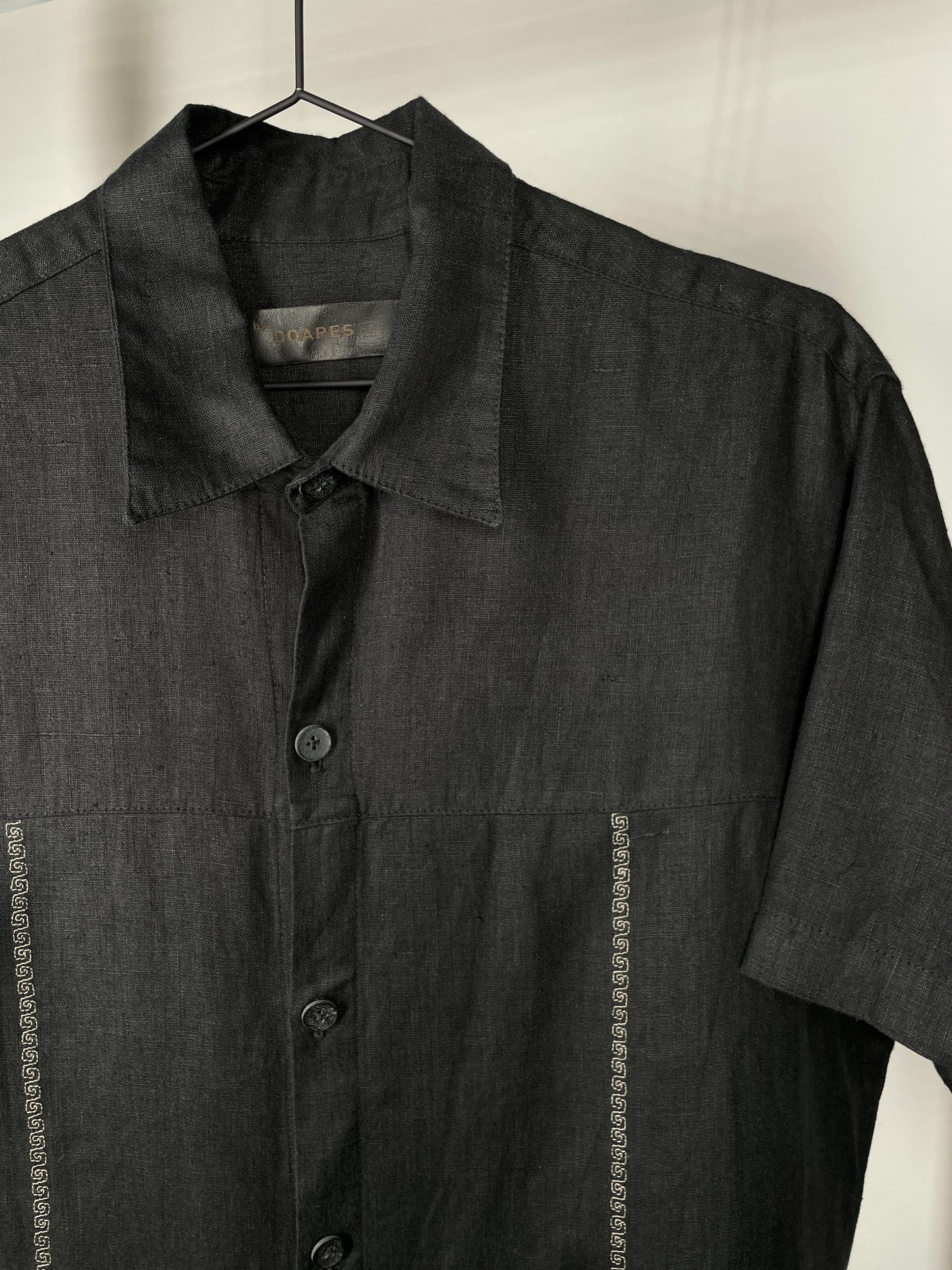 Black Linen Beach Button Up