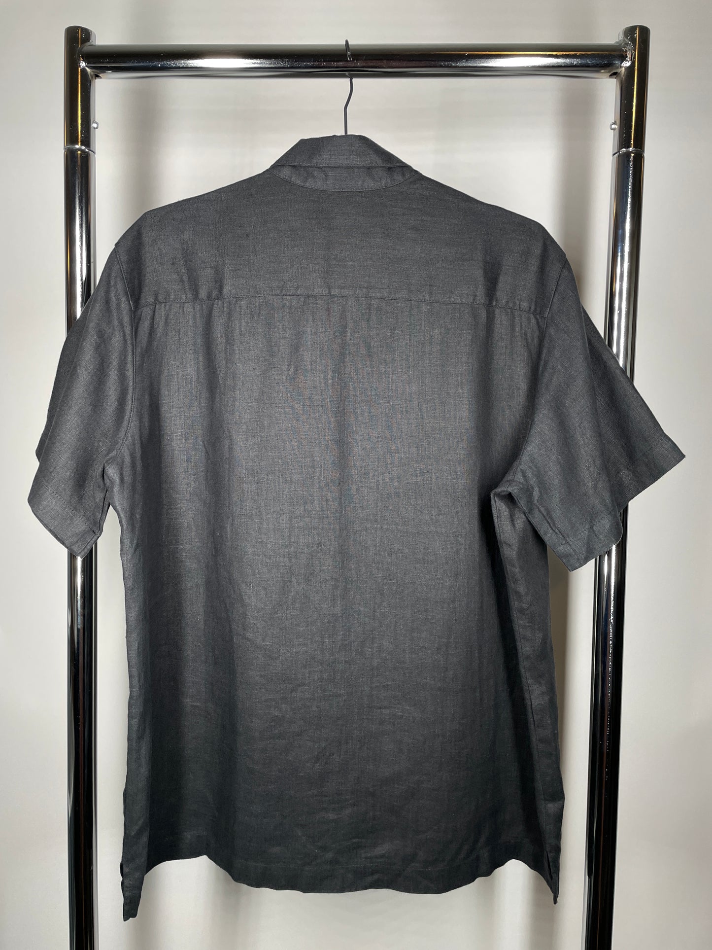 Black Linen Beach Button Up