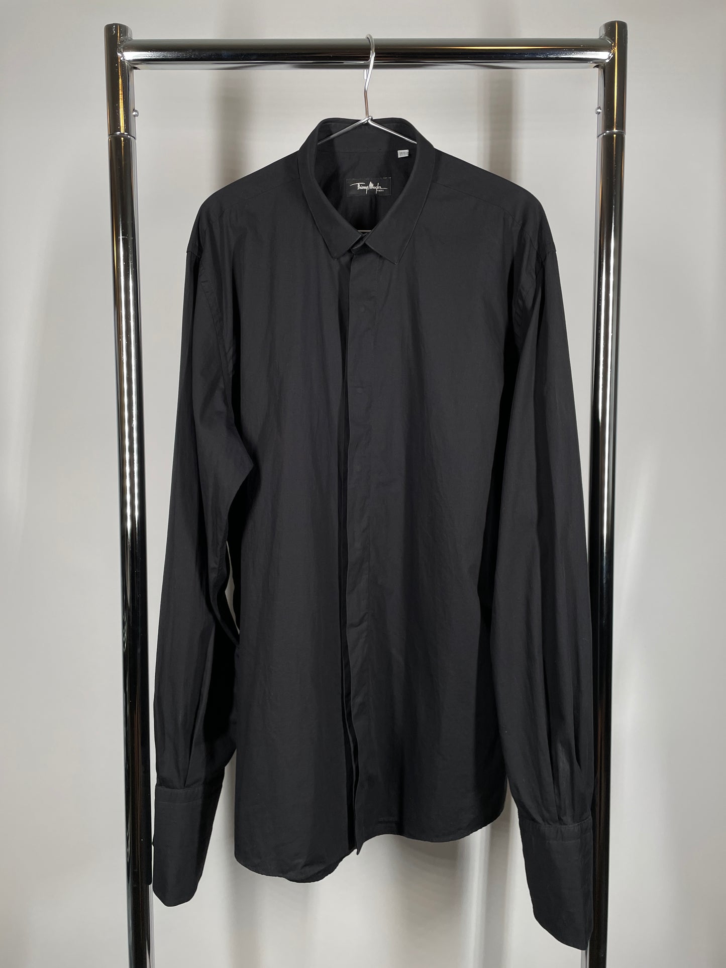 Thierry Mugler Paris Hidden Snap Button Shirt w/ French Cuffs