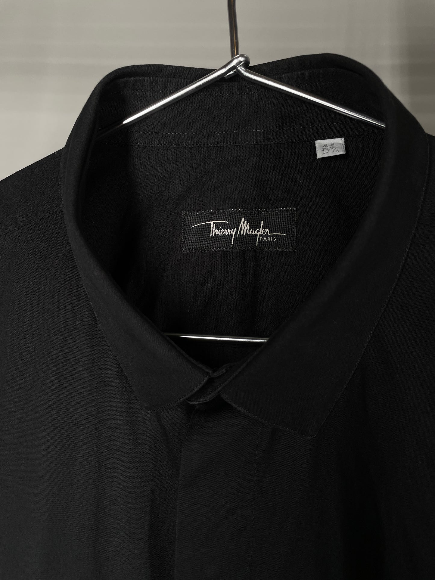 Thierry Mugler Paris Hidden Snap Button Shirt w/ French Cuffs