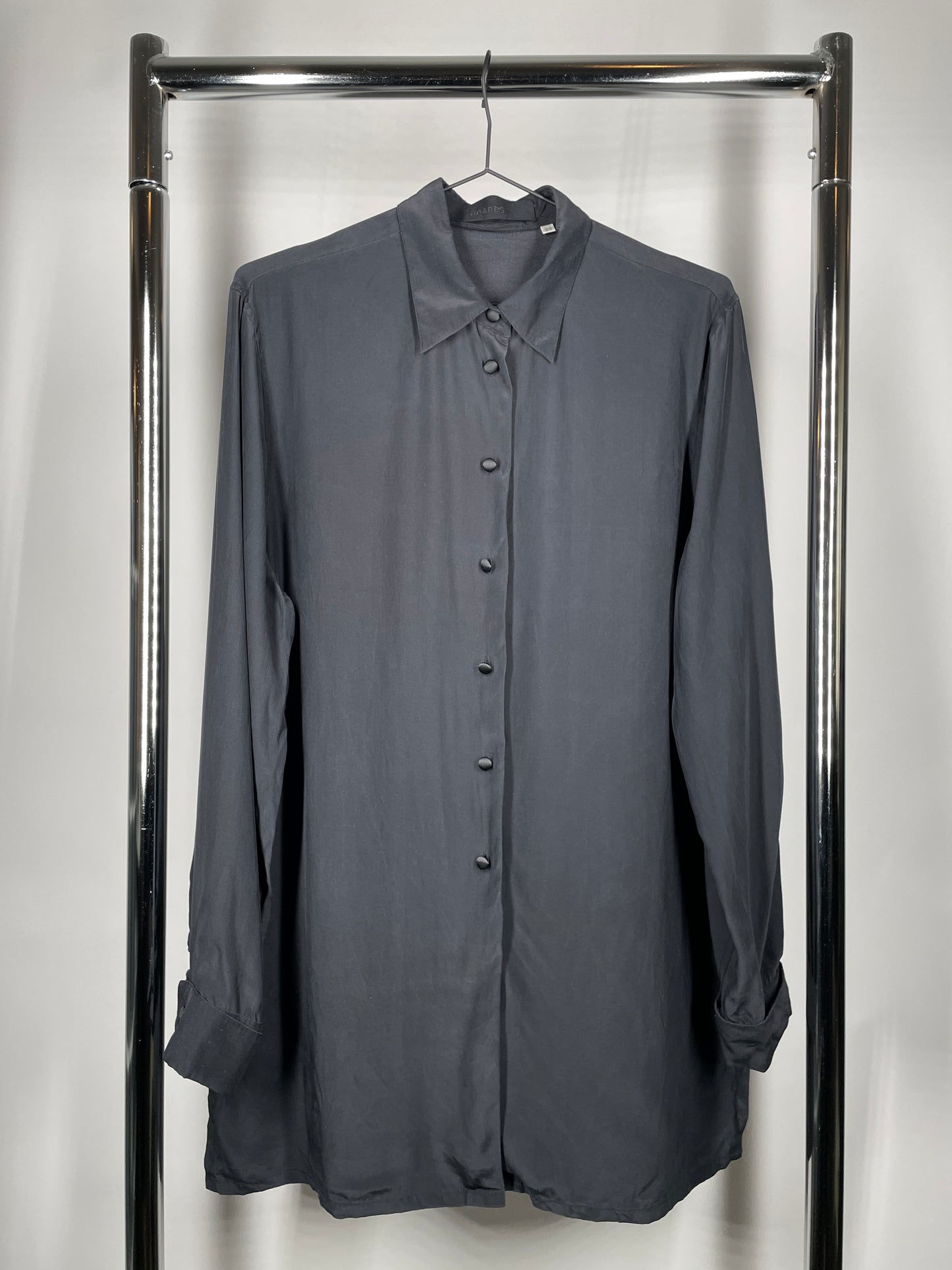 Black Matte Black Silk Blouse