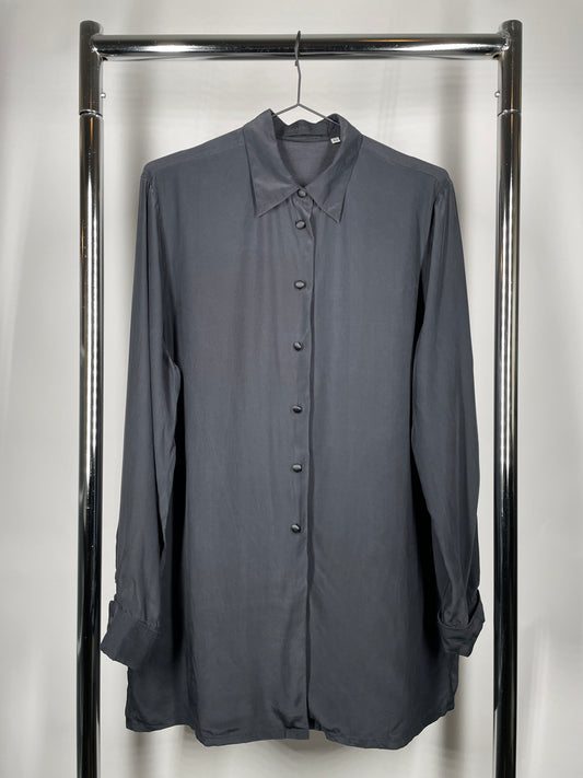 Black Matte Black Silk Blouse