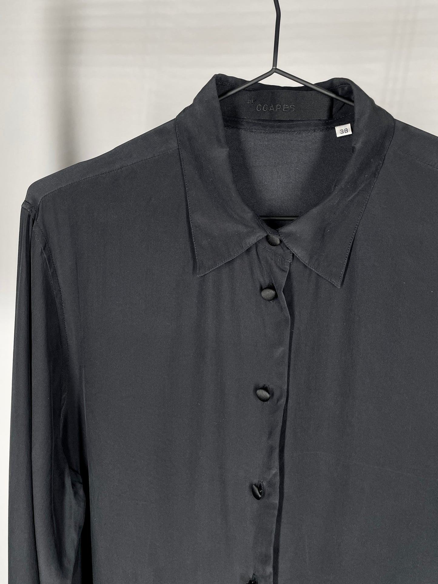 Black Matte Black Silk Blouse