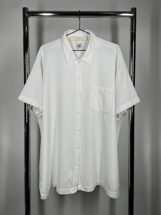 White Cotton Textured Button Up
