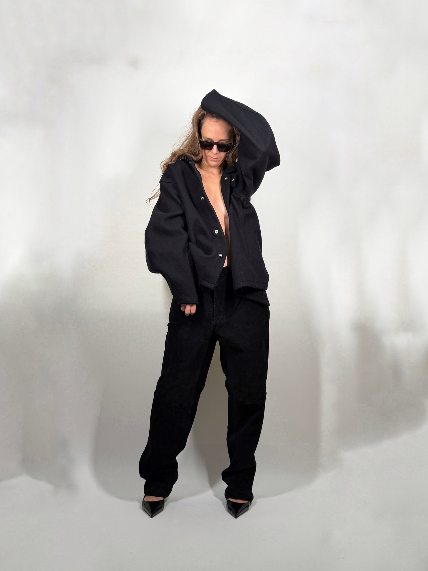 Deep Navy Wool Snap Jacket