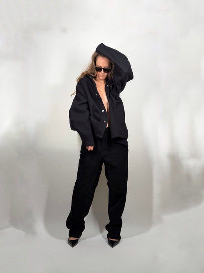 Deep Navy Wool Snap Jacket