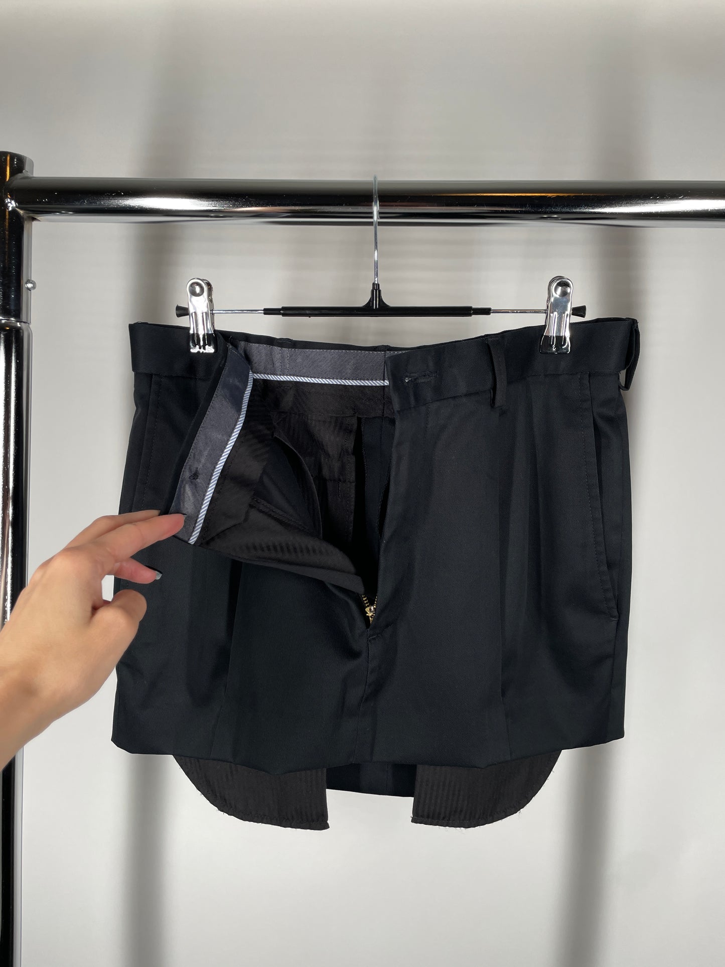 Custom Miu Miu–Inspired Mini Skirt (Upcycled Men’s Dress Pants)