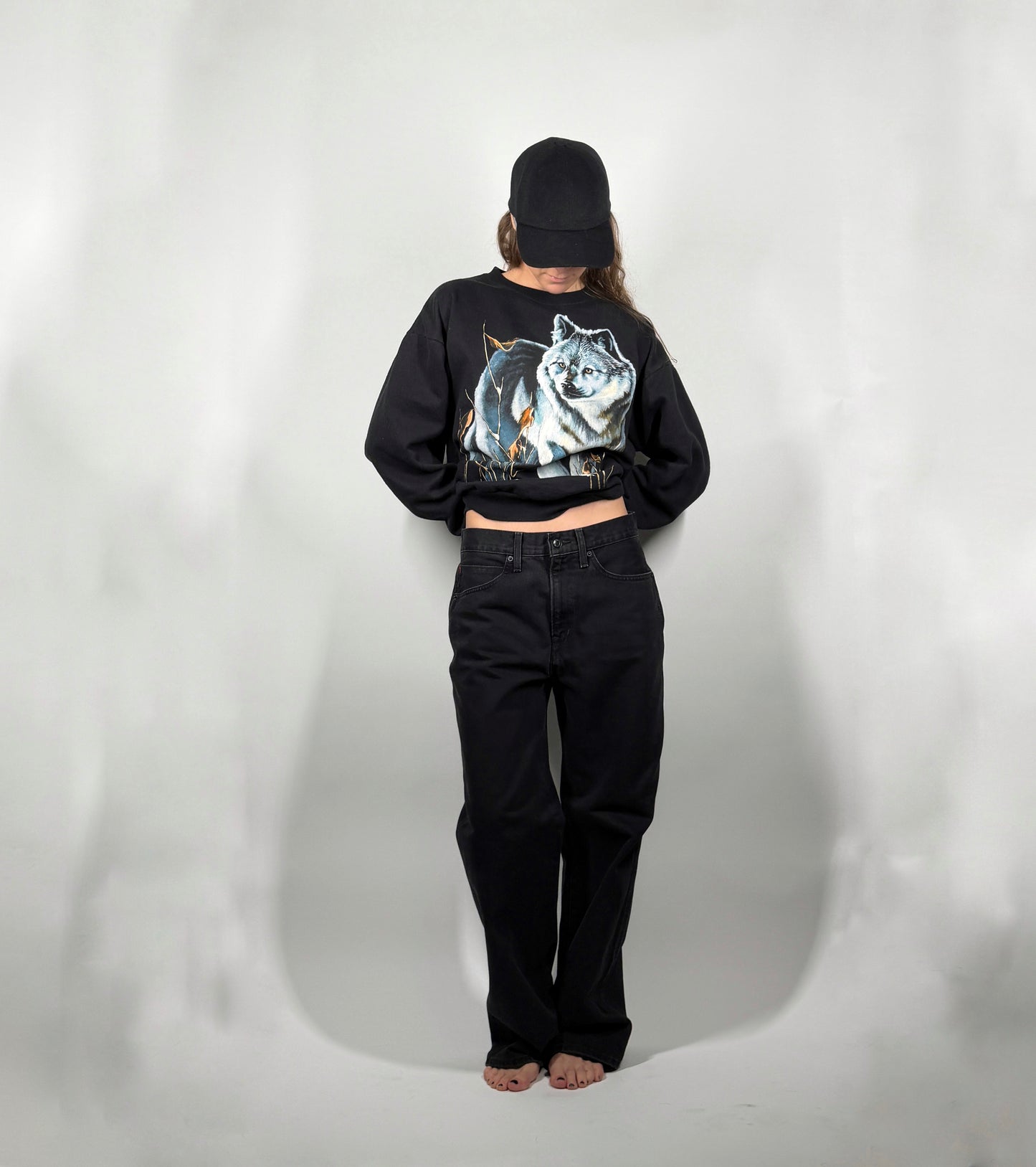 Vintage Harlequin Wolf Sweatshirt — Size M (Unisex)