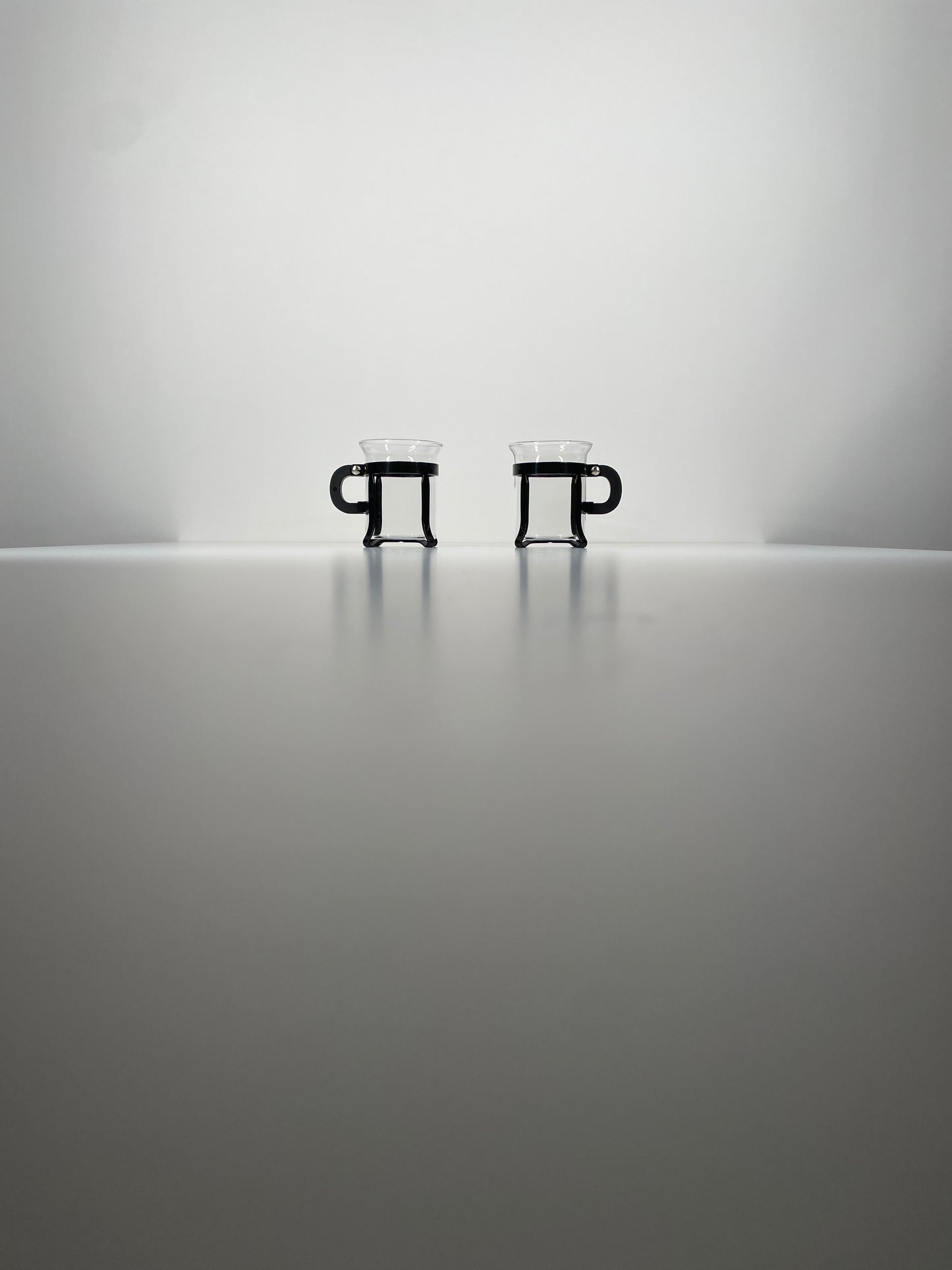 Vintage Bodum Glass Cups with Black Frame — Set of 2