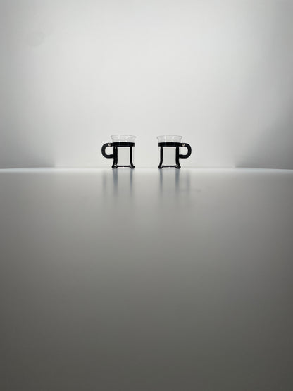 Vintage Bodum Glass Cups with Black Frame — Set of 2