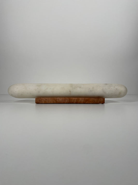 Vintage Marble Rolling Pin with Wooden Stand