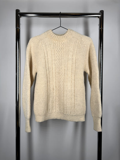 100% Pure British Wool Crewneck — Cream