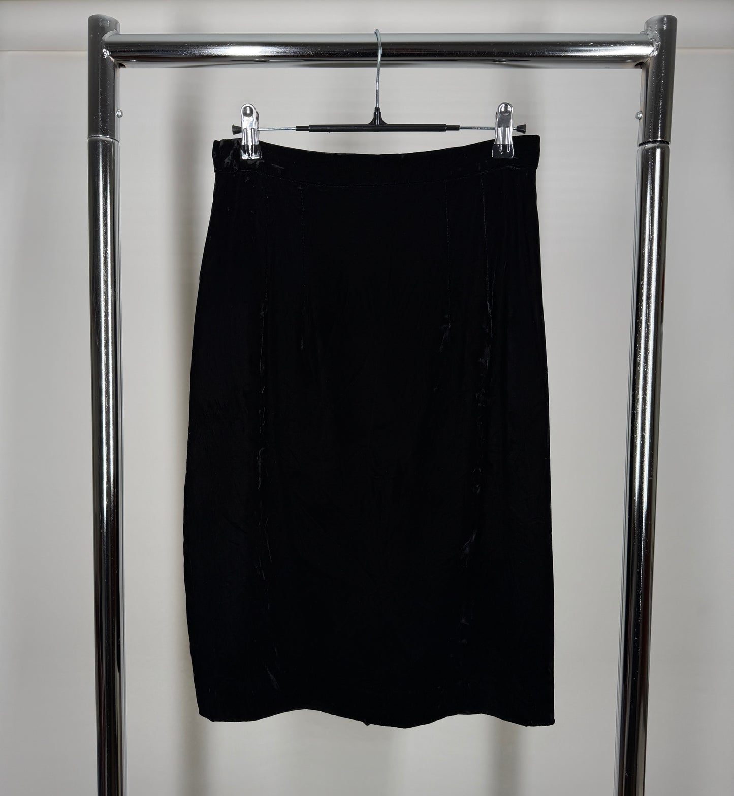 Black Crinkled Velvet Skirt