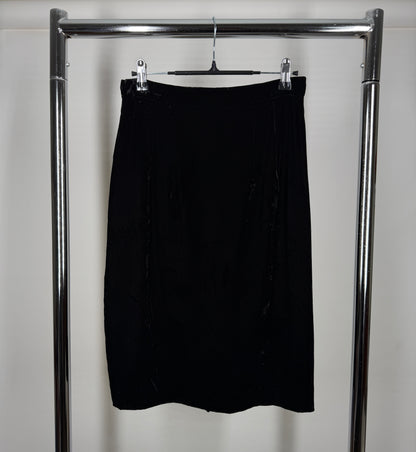 Black Crinkled Velvet Skirt