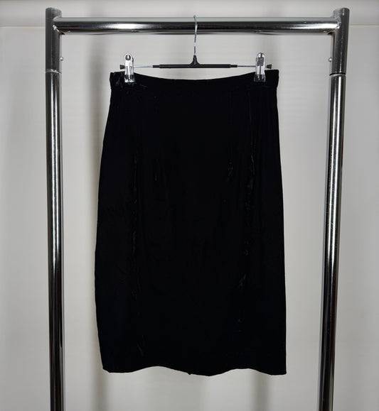 Black Crinkled Velvet Skirt