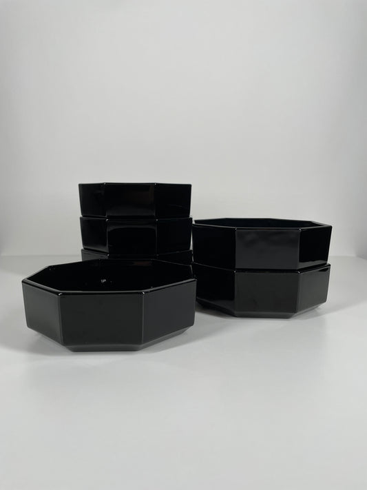 Arcoroc France Black Glass Bowls
