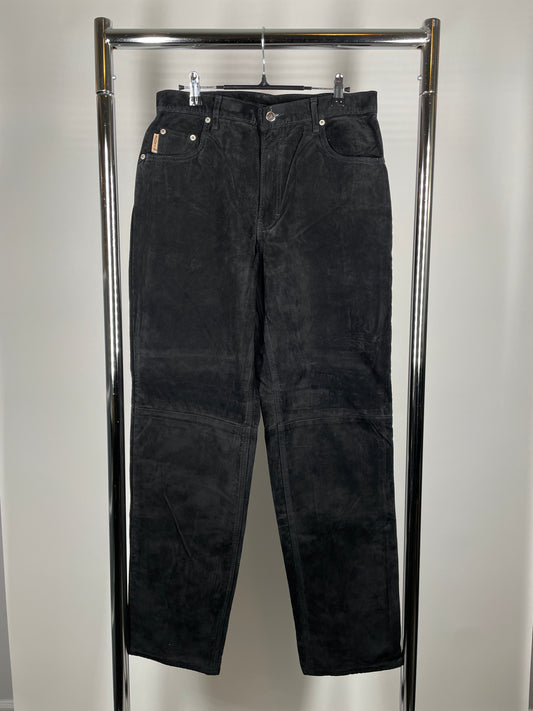 Vintage Suede Workwear Pants – Black (Size 32)