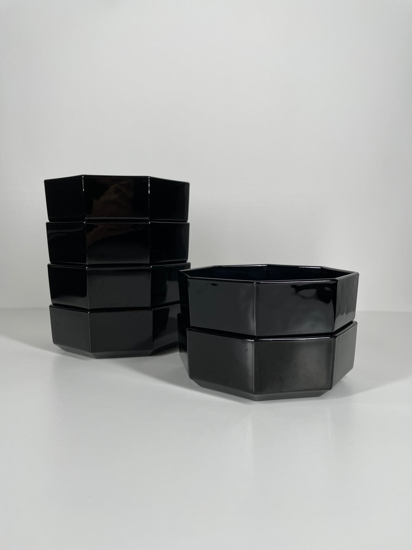 Arcoroc France Black Glass Bowls