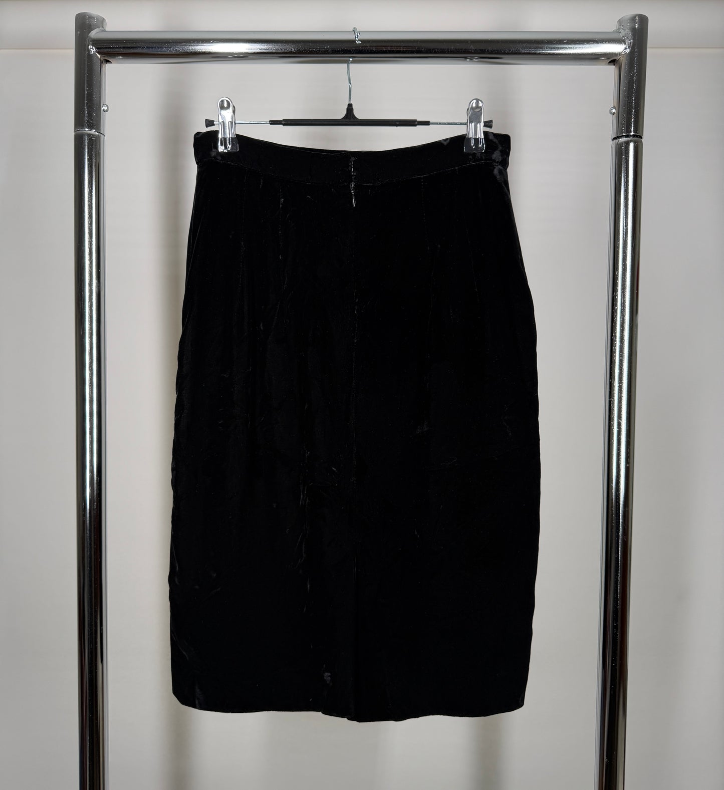 Black Crinkled Velvet Skirt