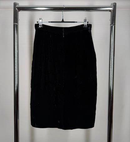 Black Crinkled Velvet Skirt