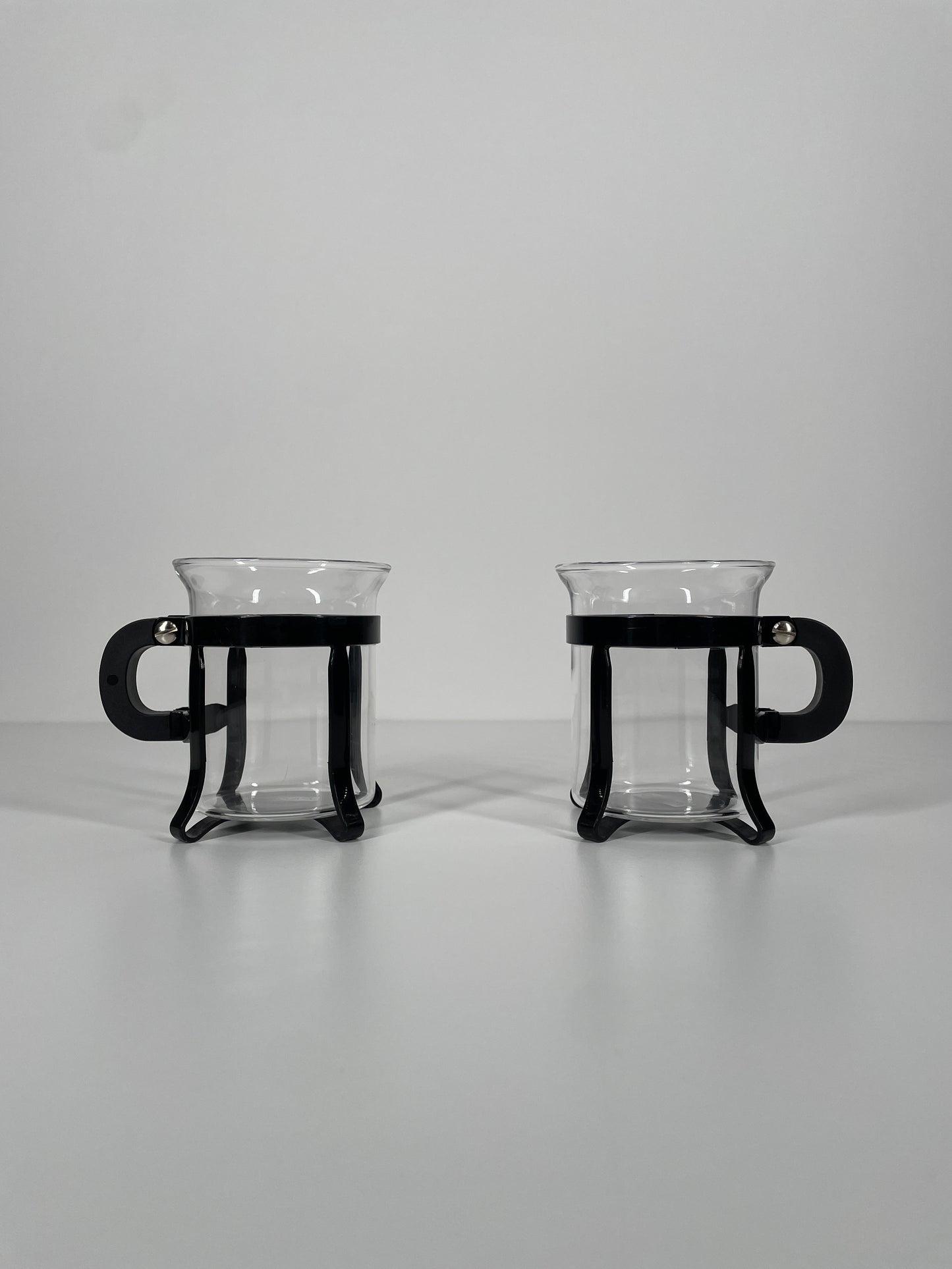 Vintage Bodum Glass Cups with Black Frame — Set of 2