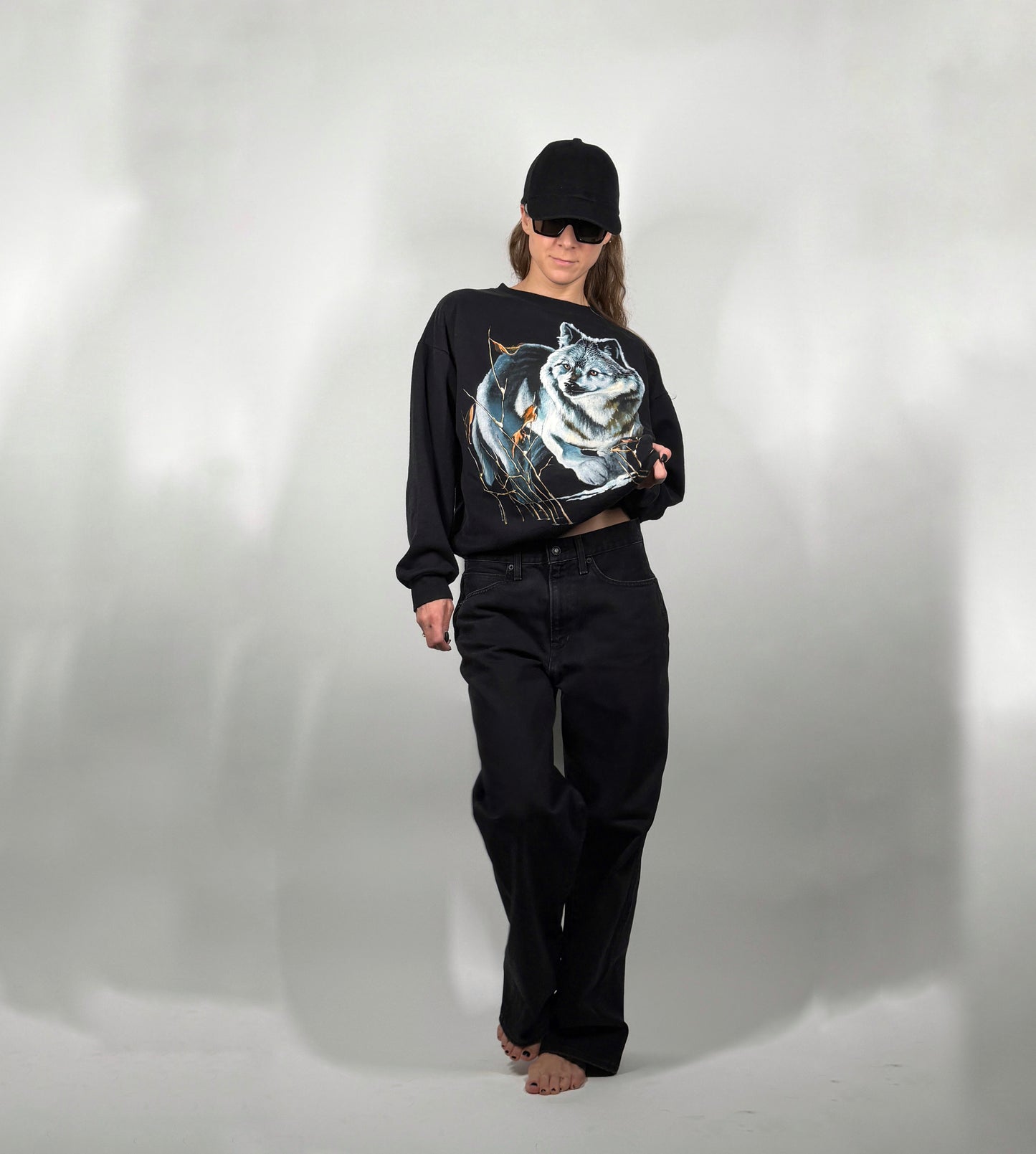 Vintage Harlequin Wolf Sweatshirt — Size M (Unisex)