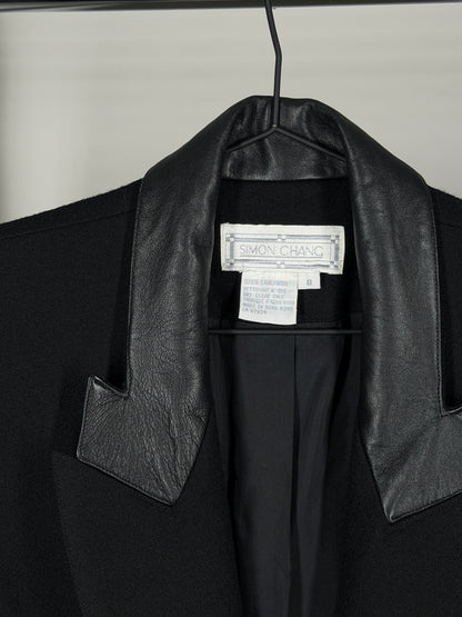 Leather-Collar Blazer