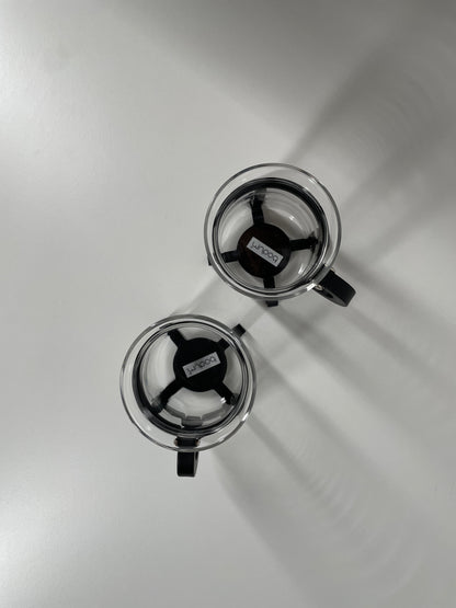 Vintage Bodum Glass Cups with Black Frame — Set of 2