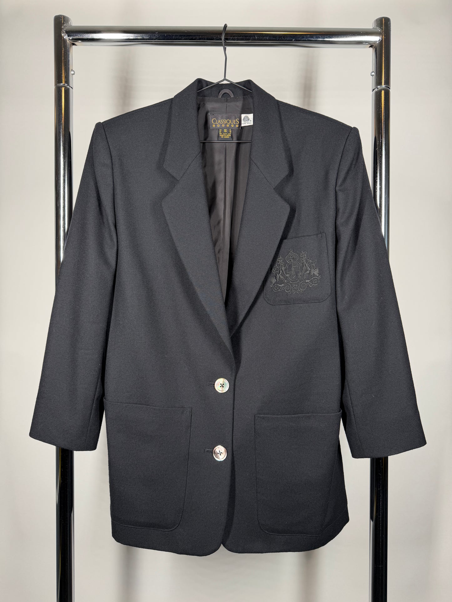 Classiques Dark Navy Wool Crest Blazer