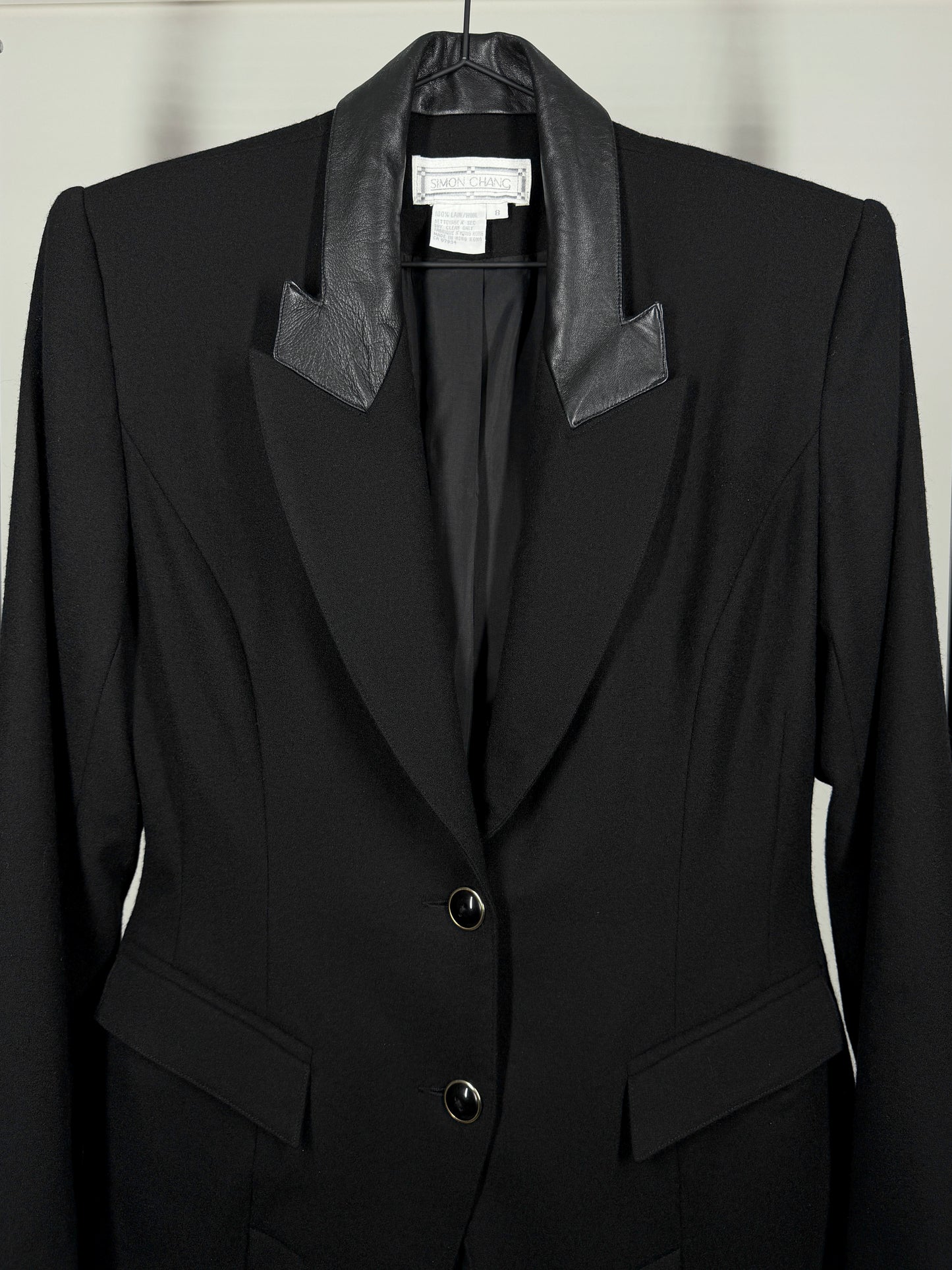 Leather-Collar Blazer