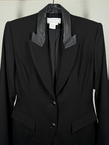 Leather-Collar Blazer